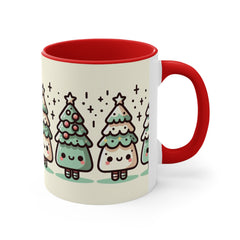 Kawaii Christmas Tree Accent Coffee Mug🎄