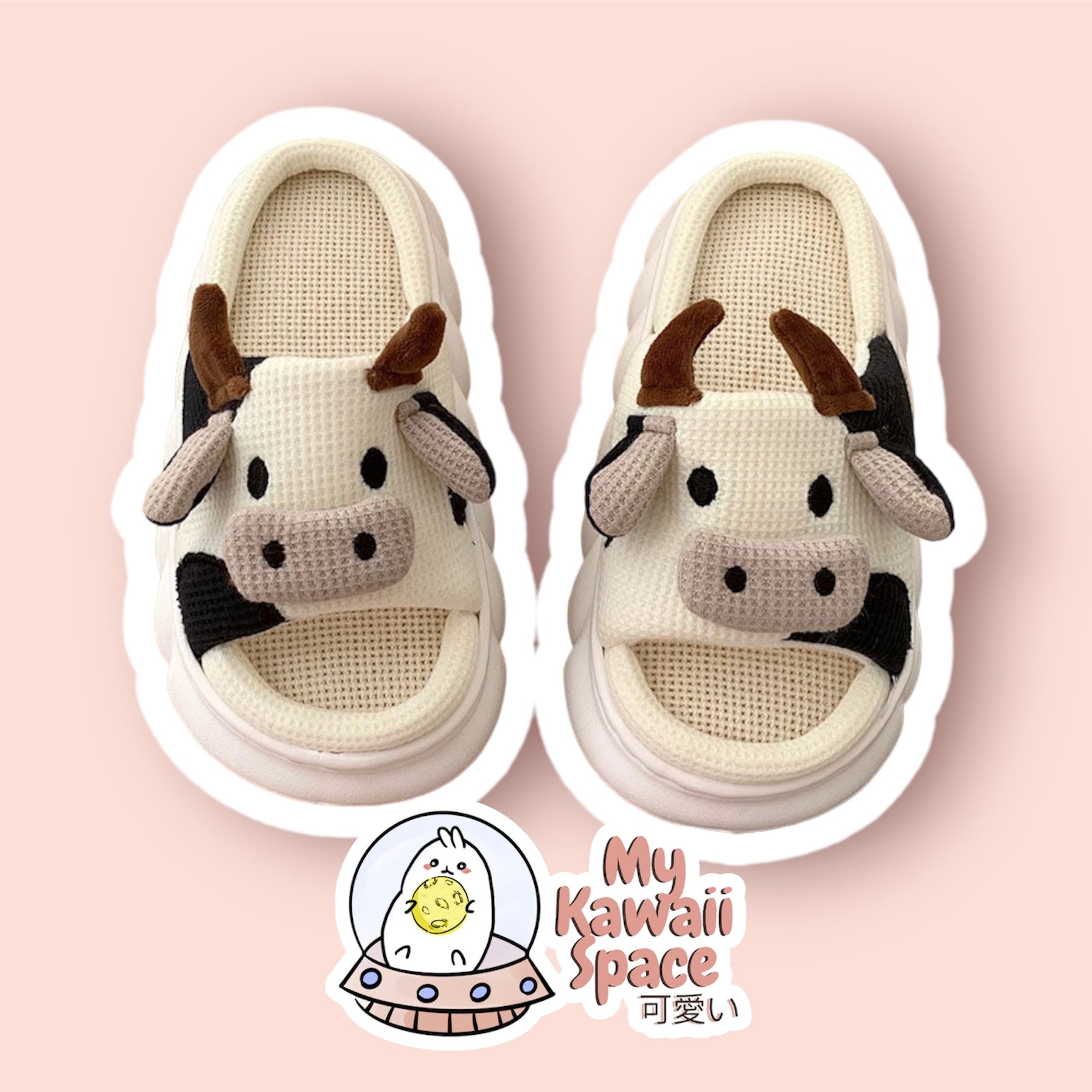 Thick Sole Milky Cow Slippers