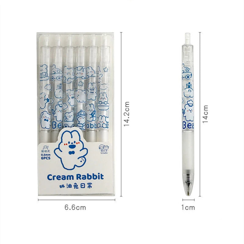 6pcs Cloudy Rabbit Kawaii Gel Pen Set