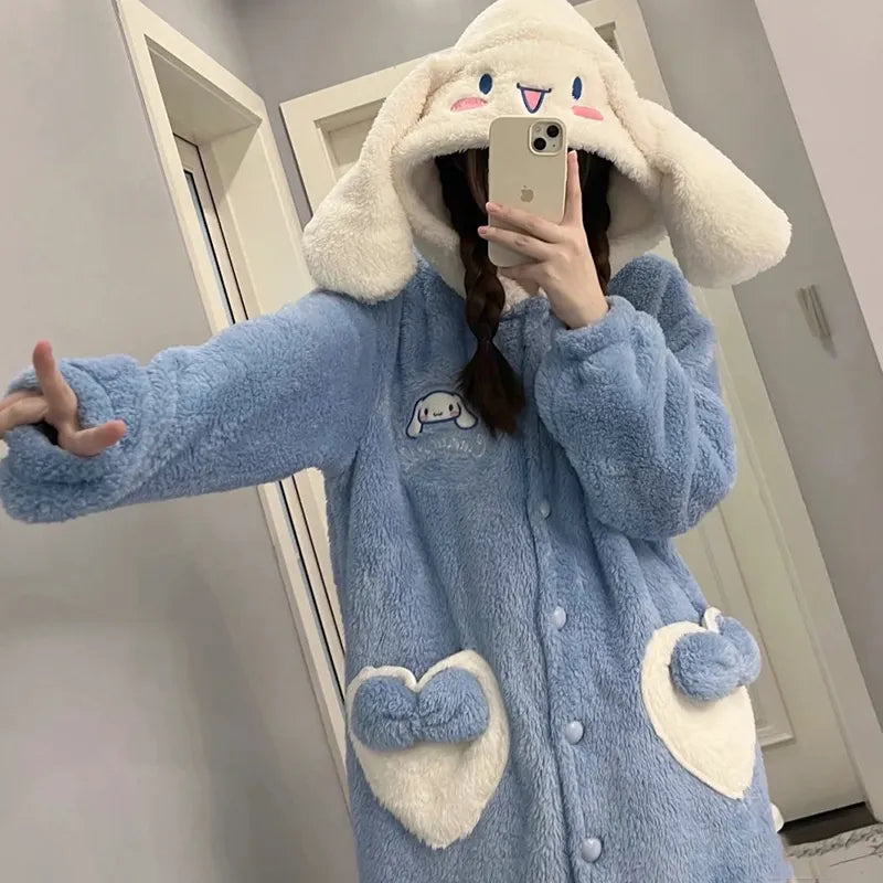 Cute Cinnamoroll Fluffy Warm Nightgown Blanket