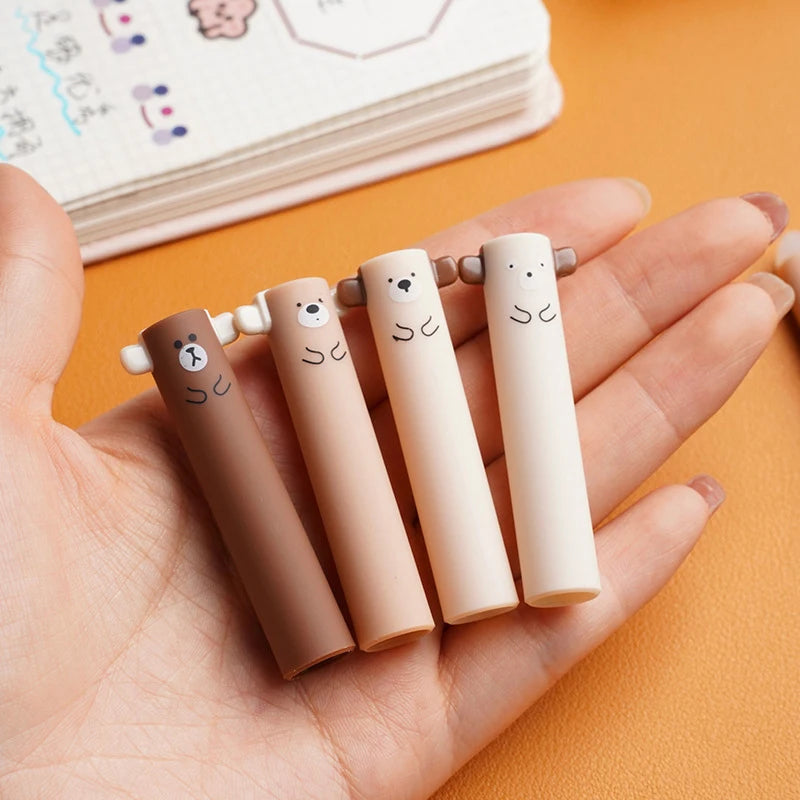 4pcs 0.5mm Cute Little Bear Erasable Gel Pen Set