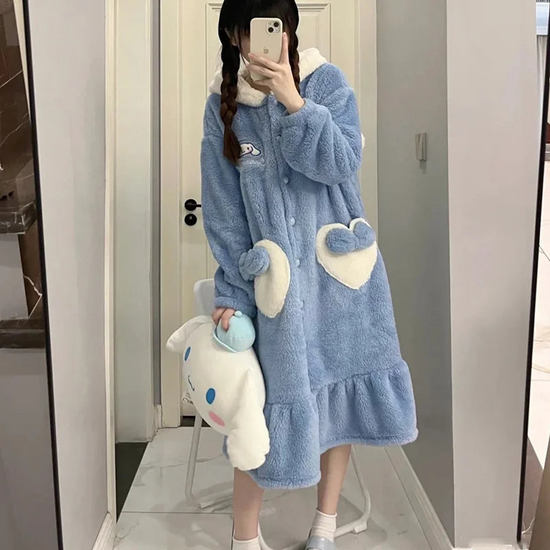 Cute Cinnamoroll Fluffy Warm Nightgown Blanket