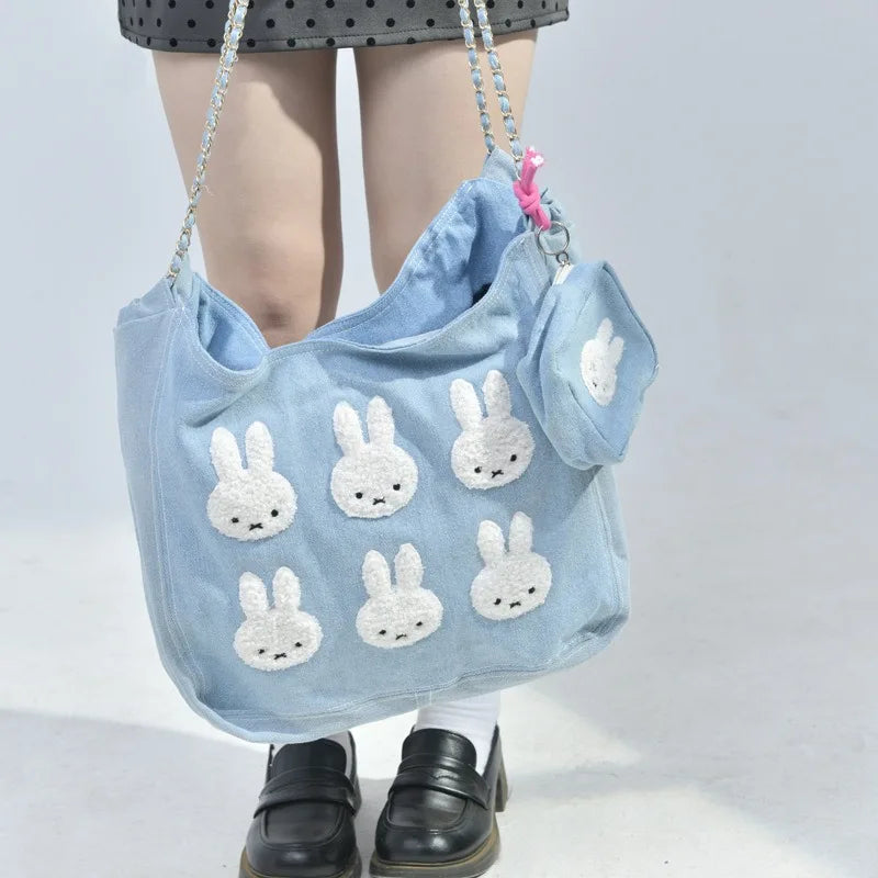 Cute Miffy Denim Canva Bag