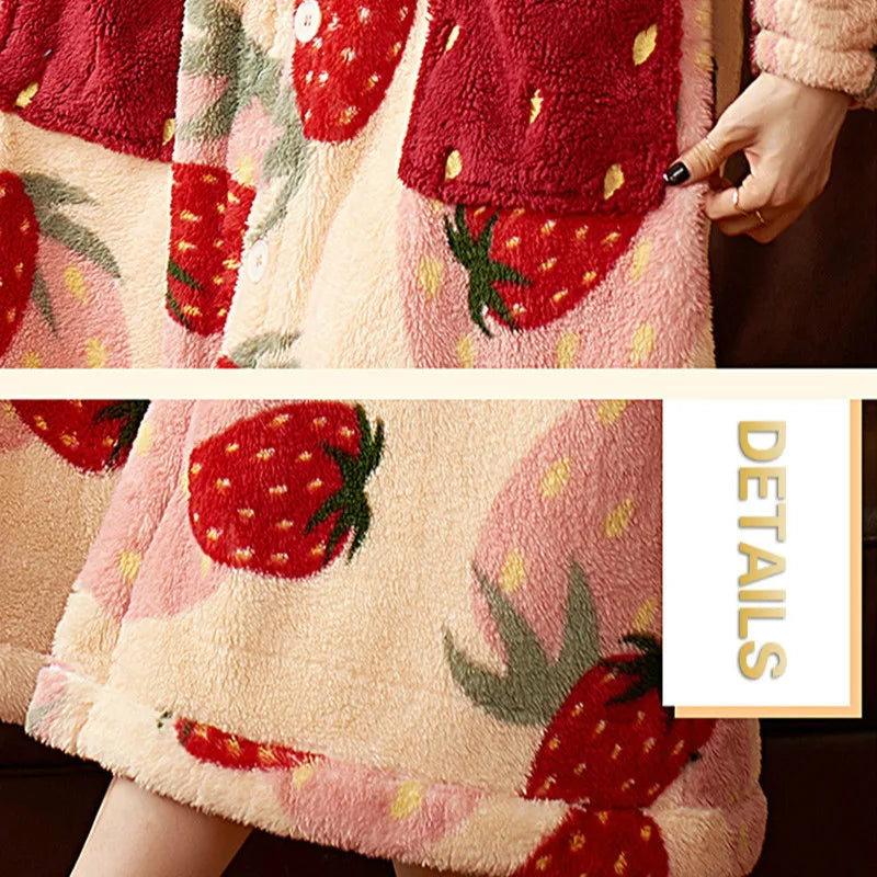 Kawaii Strawberry Cozy Pajamas Blanket