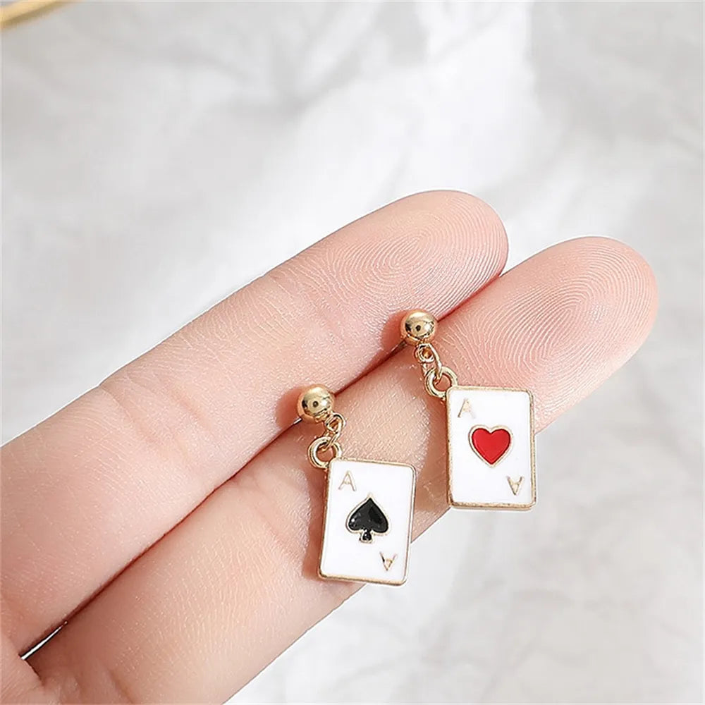 Cute Poker and Clock Earrings