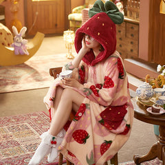 Kawaii Strawberry Cozy Pajamas Blanket