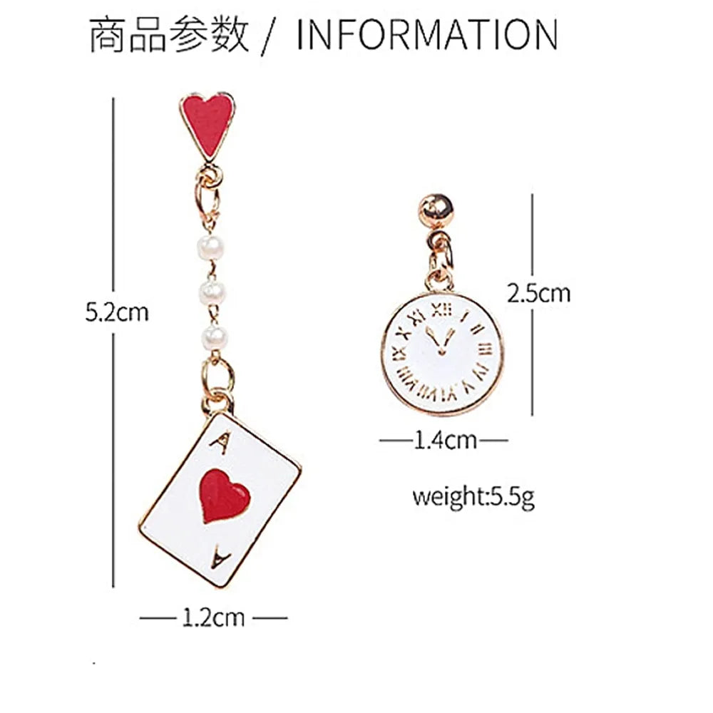 Cute Poker and Clock Earrings