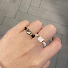 Load image into Gallery viewer, Cat Moonstone Obsidian Rings

