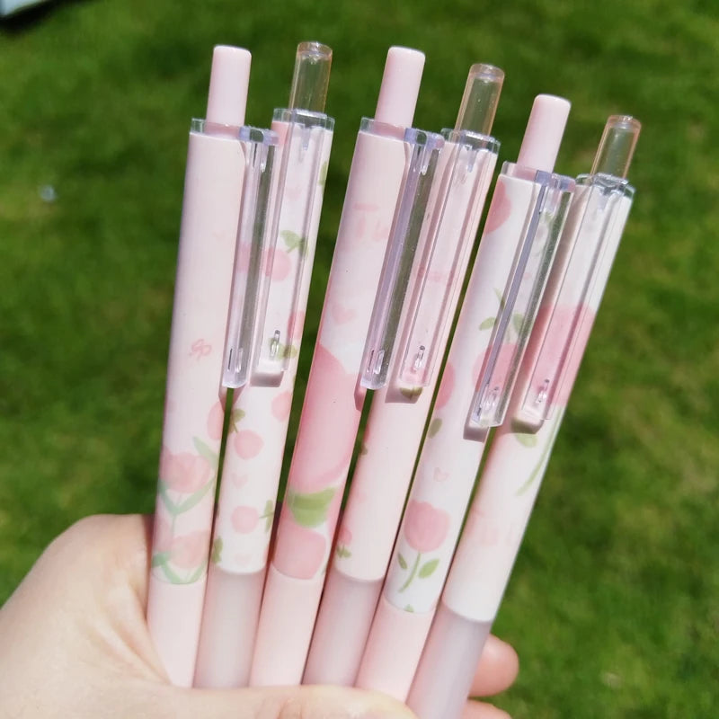 6pcs Pink Tulip Gel Pen Set