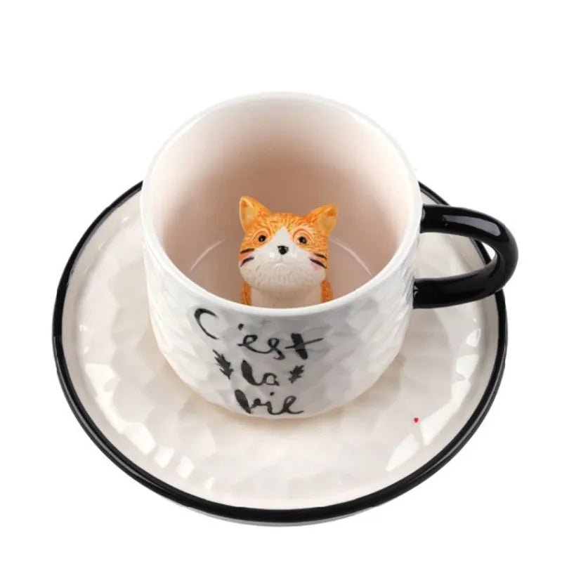 Cute Kitten Onsen Ceramic Cup
