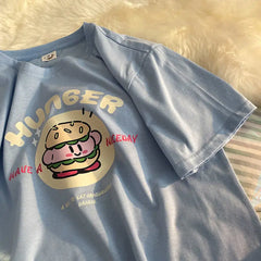 Kirby Burger Kawaii Summer Oversized TShirt
