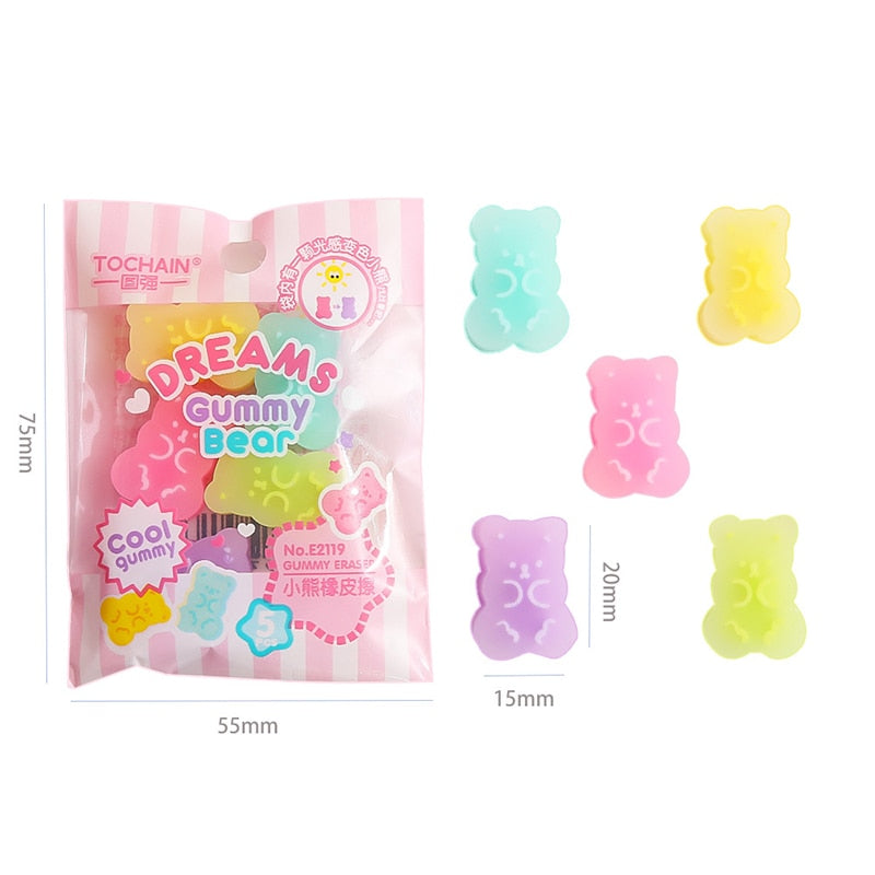 5pcs/pack Kawaii Gummy Eraser