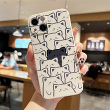 Load image into Gallery viewer, Black and White Kawaii Cat Pattern Phone Case
