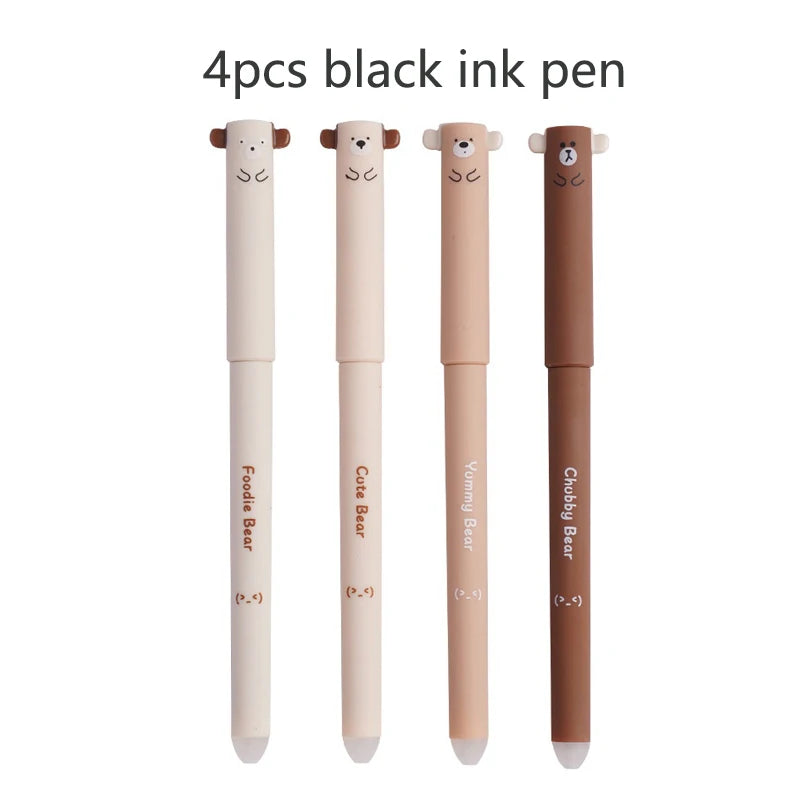 4pcs 0.5mm Cute Little Bear Erasable Gel Pen Set