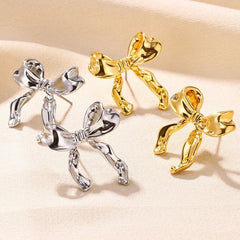 Cute Metallic Bow Earrings