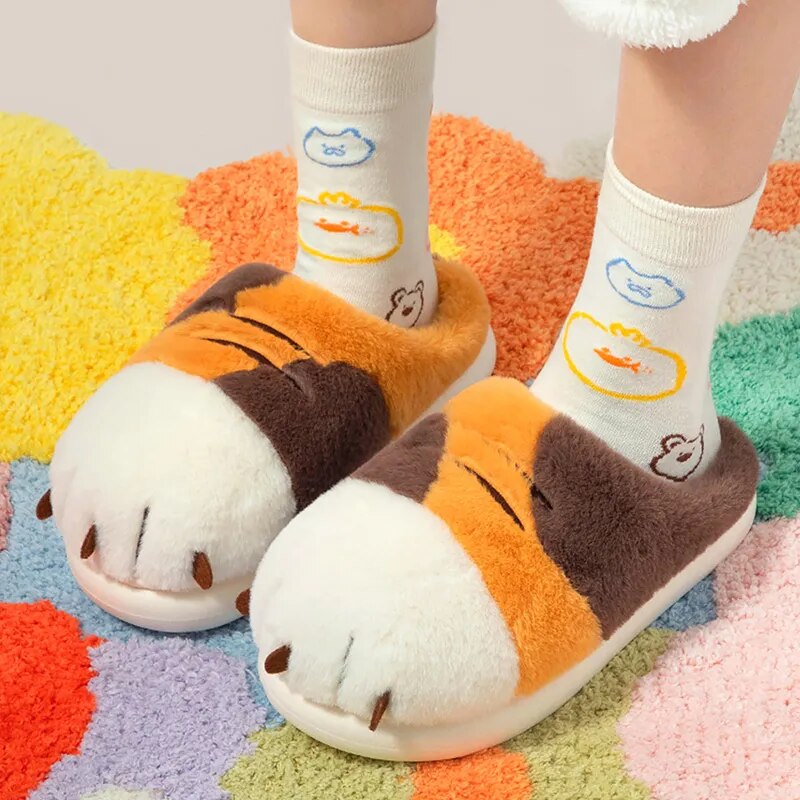 Fluffy Warm Cat Claw Winter Slippers