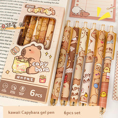 6pcs Capybara Pattern Gel Pen Set