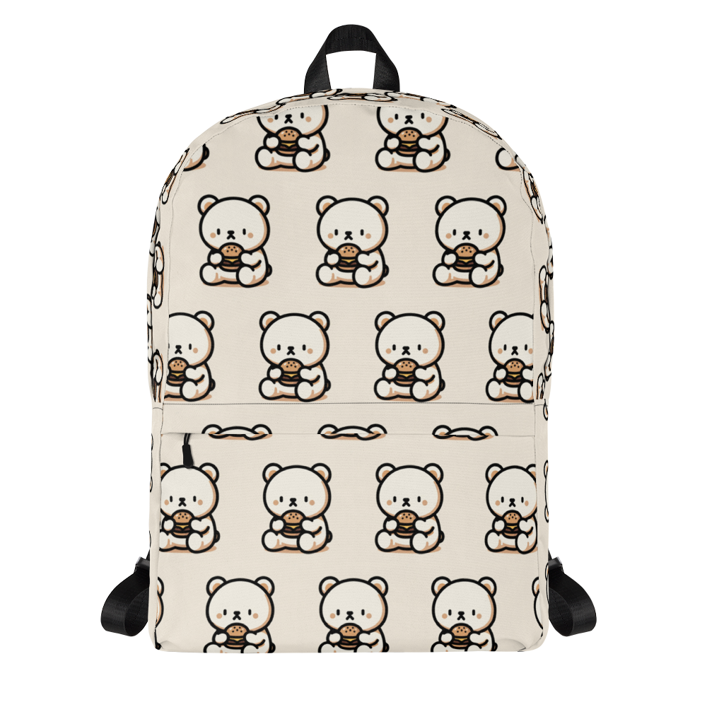 Kawaii Teddy Bear Burger Pattern Backpack