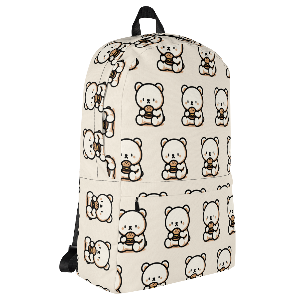 Kawaii Teddy Bear Burger Pattern Backpack