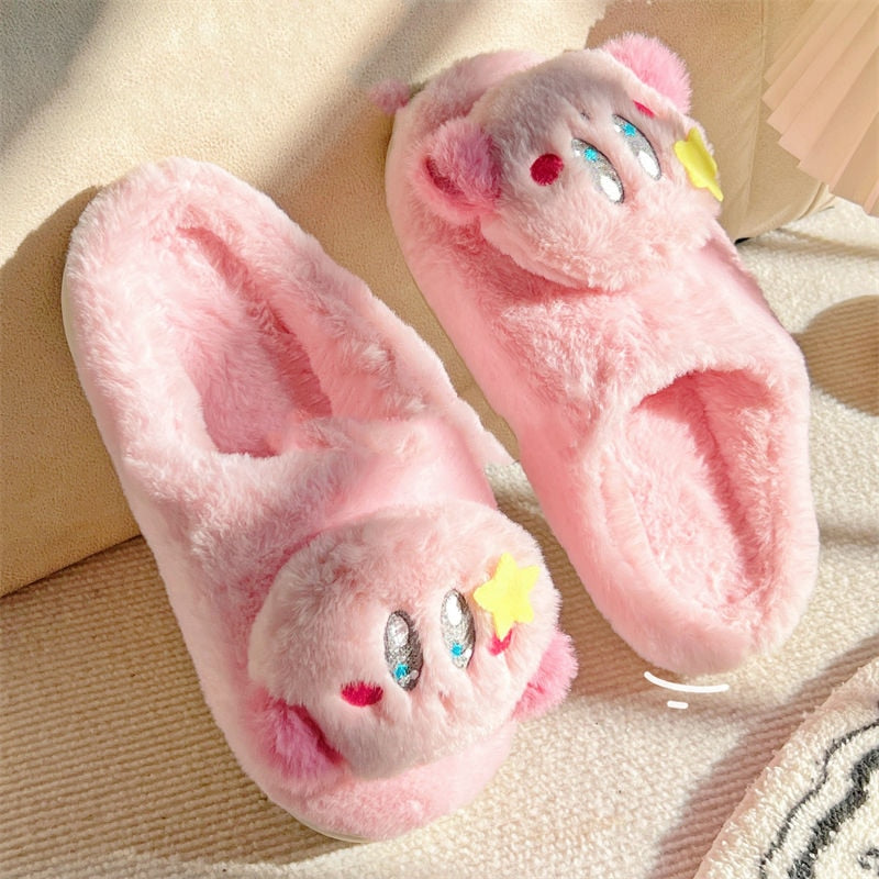 Cute Fluffy Star Kirby Slippers