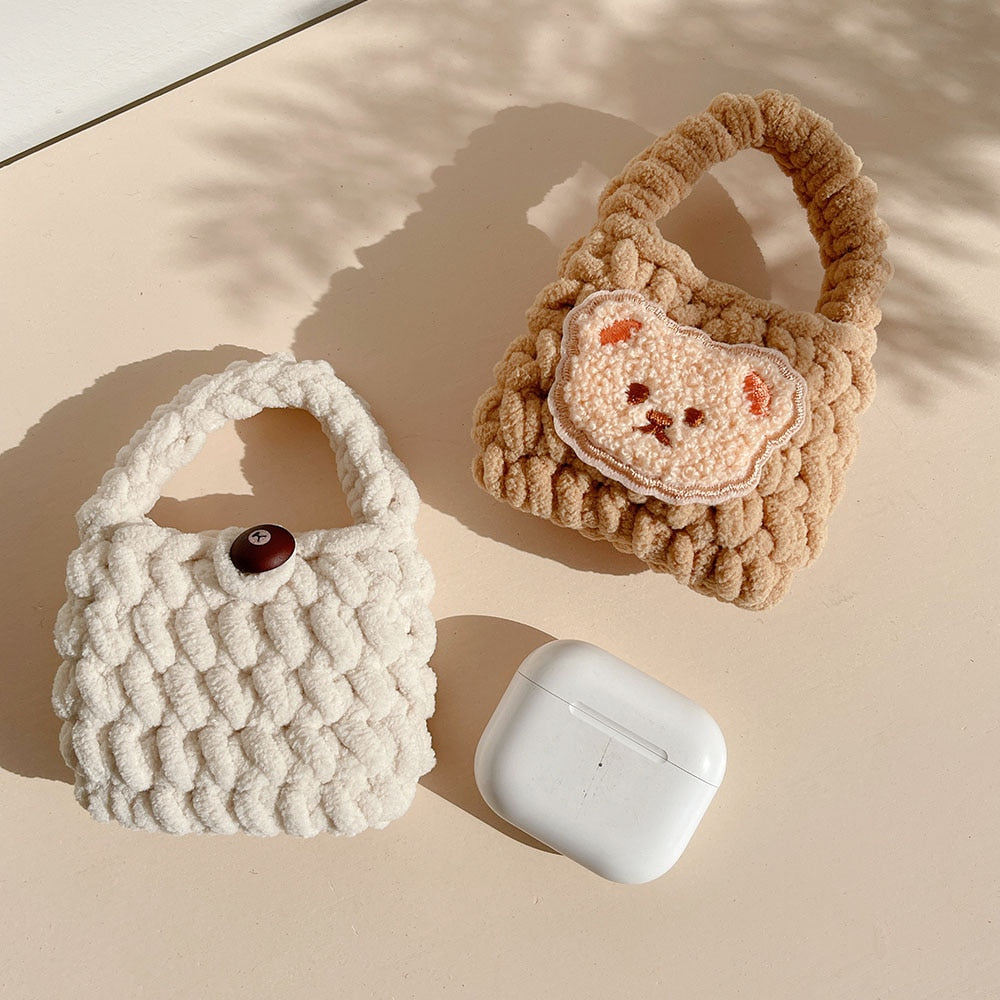 Knitted Teddy Bear Airpods Bag