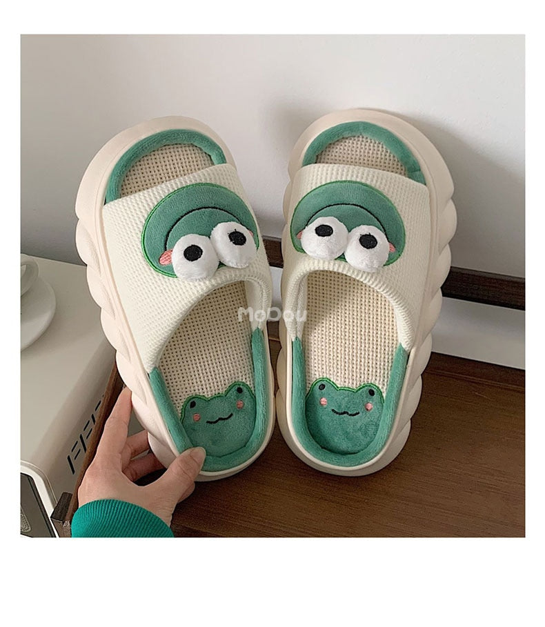 Cute Frog Thick Slippers