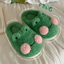 Load image into Gallery viewer, Fluffy Kawaii Frog Slippers
