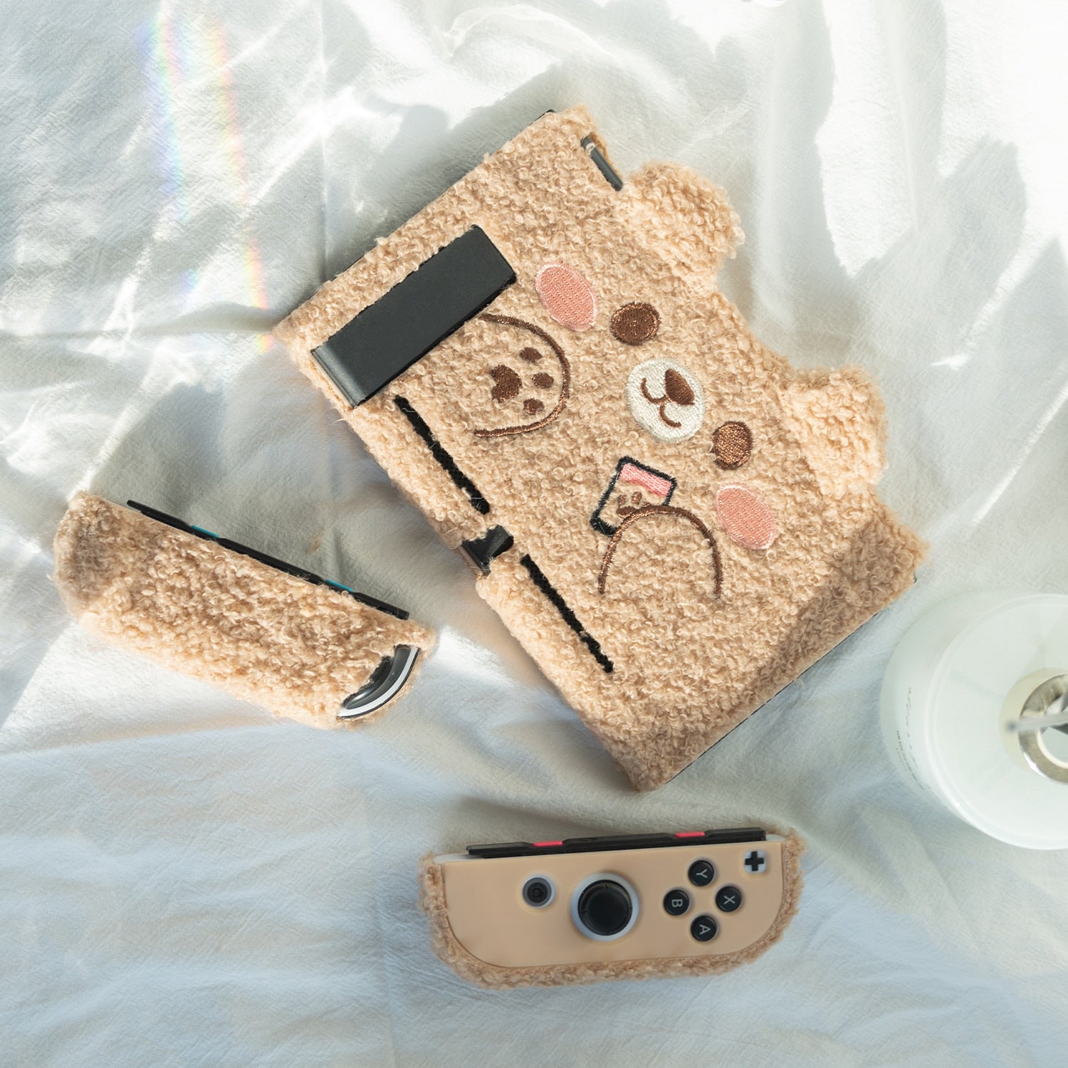 Cute Bear Boba Plush Nintendo Switch Cover Case