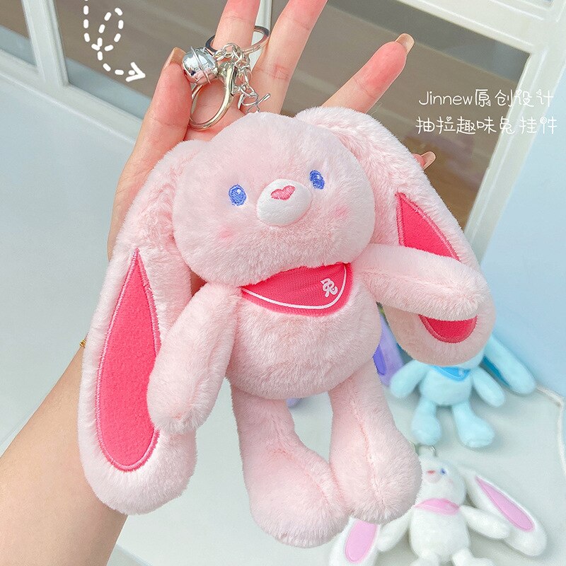 Kawaii Pulling Ears Bunny Plush Keychain