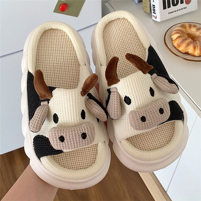 Thick Sole Milky Cow Slippers