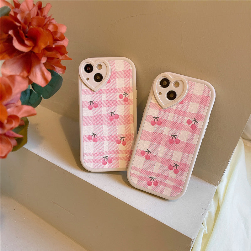 Retro Pink Cherry Checkers Phone Case