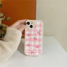 Load image into Gallery viewer, Retro Pink Cherry Checkers Phone Case
