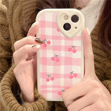 Load image into Gallery viewer, Retro Pink Cherry Checkers Phone Case
