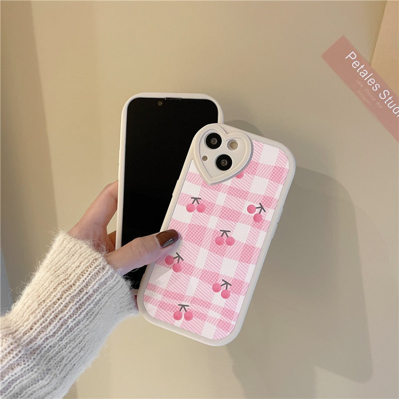 Retro Pink Cherry Checkers Phone Case