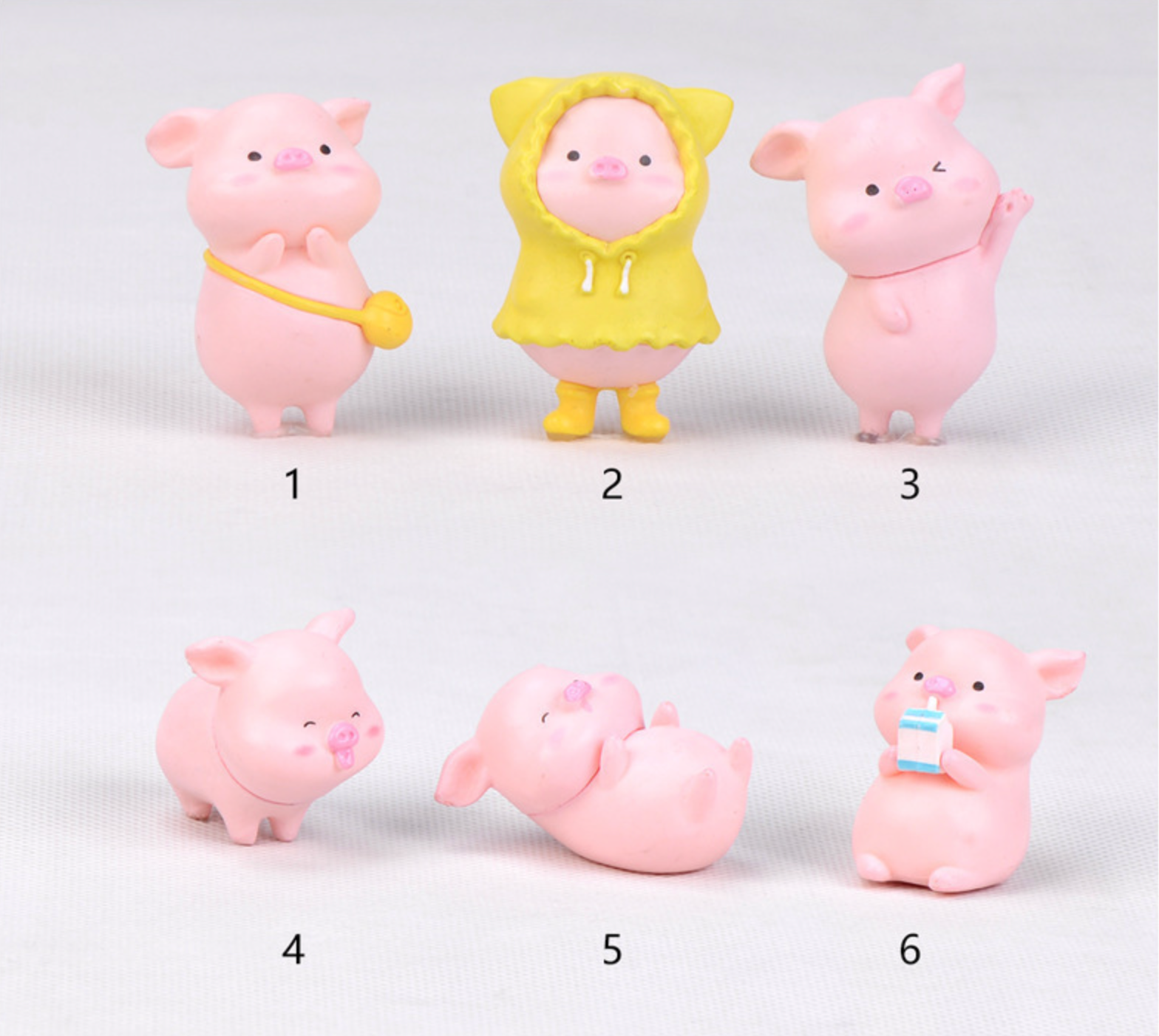6Pcs Cute Pig Figurines