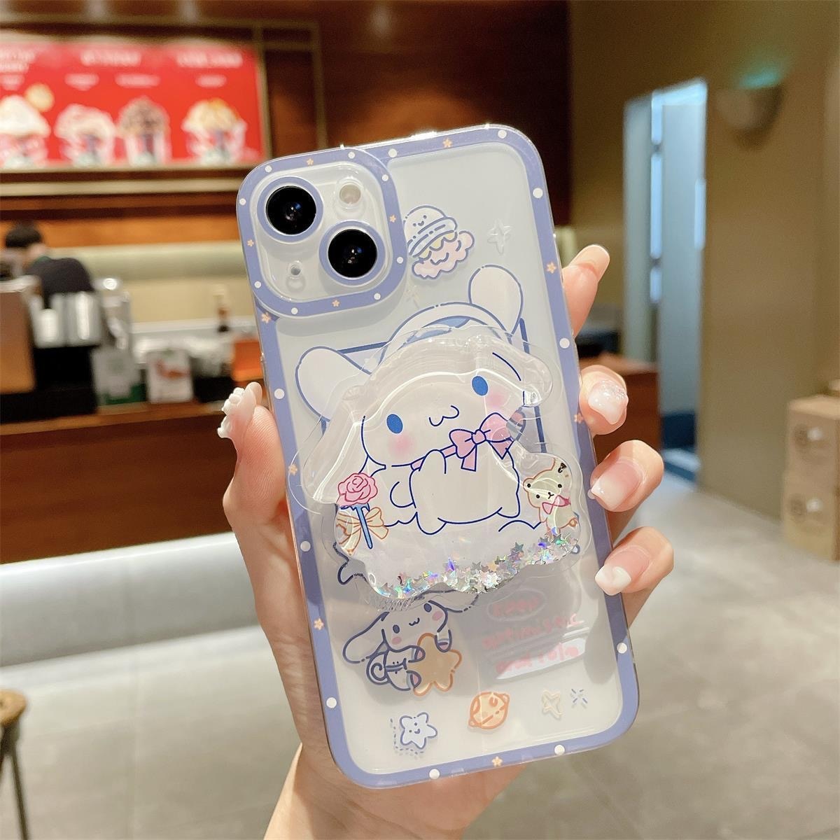 Anime Kuromi My Melody Mirror Stand Kawaii Matching iPhone Case
