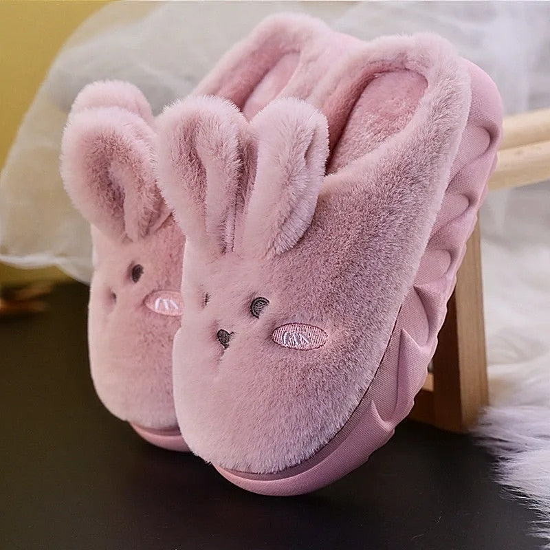 Fluffy Platform Bunny Slippers