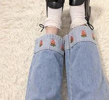 Load image into Gallery viewer, Strawberry Embroidery Denim Jeans
