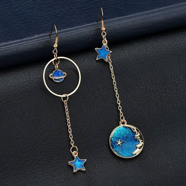 Starry Night Moon Drop Earrings