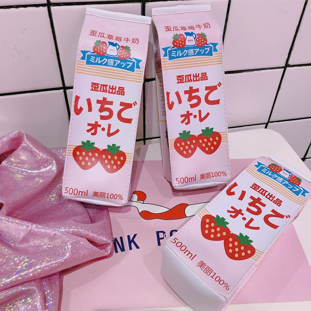 Strawberry Pencil cases: Japanese Milk carton pencil cases