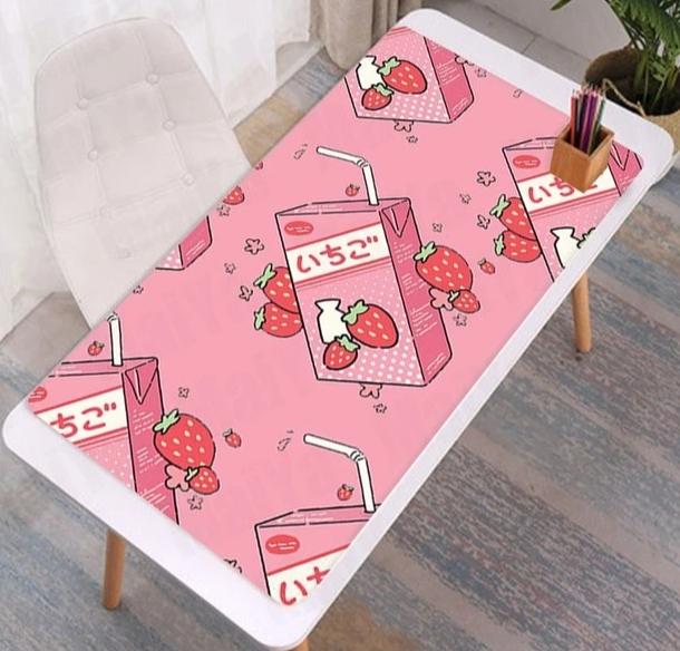 Kawaii Strawberry Milk Rubber Mouse Pad