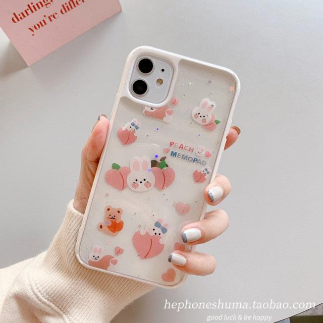 Clear Peachy Glitter Soft Phone Case - My Kawaii Space