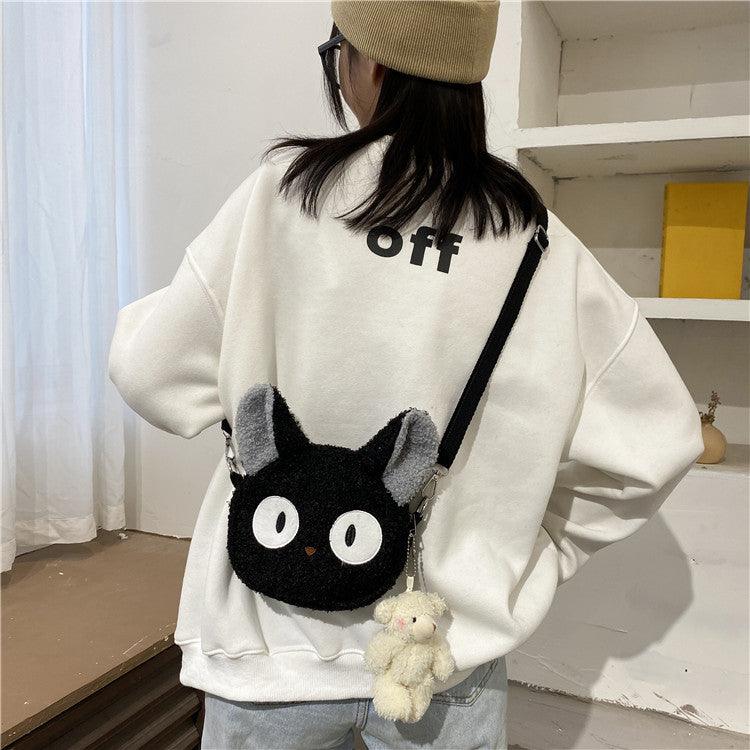 Black Cat Plushie Crossbody Bag - My Kawaii Space