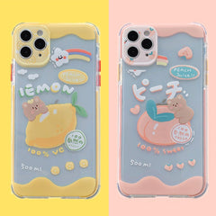 Kawaii Fruity Lemon Peachy Bear Phone Case