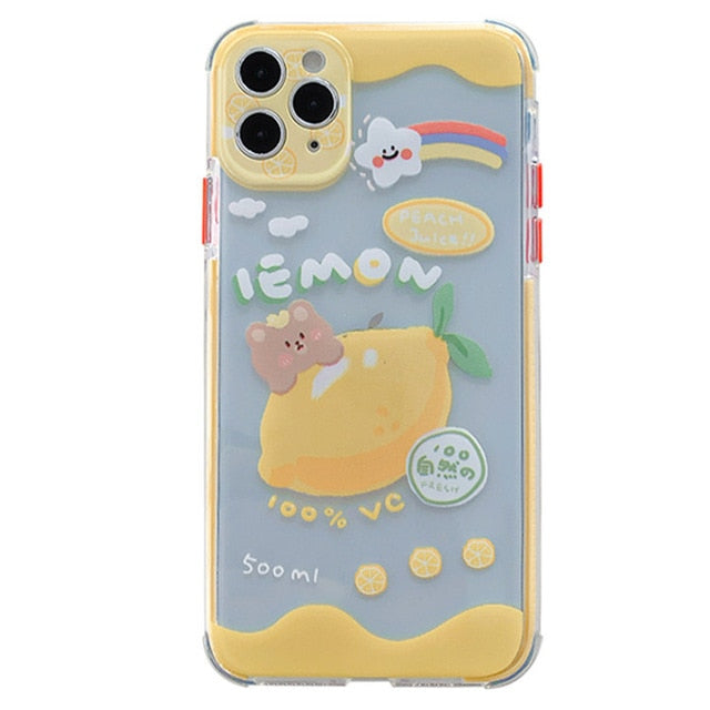 Kawaii Fruity Lemon Peachy Bear Phone Case