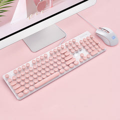 Pink Retro Wired Gaming Keyboard and Mouse