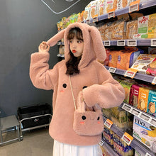 Load image into Gallery viewer, Fluffy Loose Boyfriend Style Bunny Ear Hoodies
