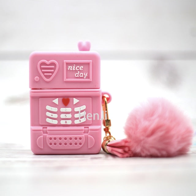 Retro Pink Mobile Phone Airpods Case