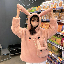 Load image into Gallery viewer, Fluffy Loose Boyfriend Style Bunny Ear Hoodies
