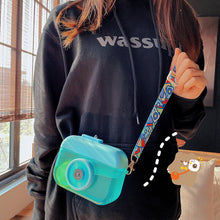 Load image into Gallery viewer, Kawaii Camera Crossbody Water Bottle With Straw
